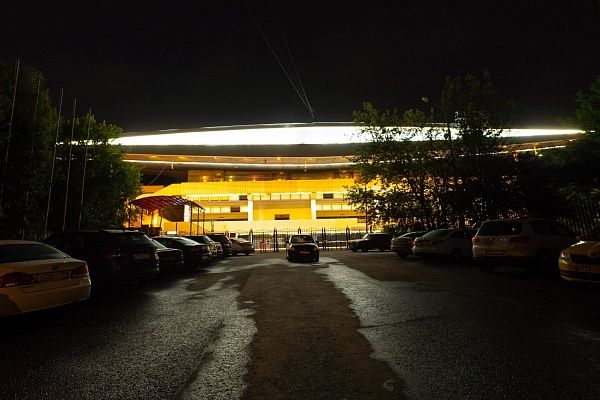Украшение архитектурно-художественной подсветкой ледового дворца «Сокольники»
